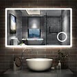 AICA SANITAIRE - AICA Miroir de salle de bain LED 120x70cm tricolor anti-buée avec bluetooth et loupe 3x,mémoire et lumière gradation - vignette