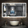 AICA SANITAIRE - AICA Miroir Bluetooth 140x80 cm, tricolore + horloge + mémoire + dimmable + anti-buée, miroir LED étanche IP44 - vignette