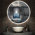 AICA SANITAIRE - AICA Miroir de salle de bain rond 80x80cm LED tricolore anti-buée + mémoire + dimmable - vignette