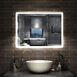AICA SANITAIRE - AICA Miroir Bluetooth 70x50 cm, tricolore + horloge + mémoire + dimmable + anti-buée, miroir LED étanche IP44 - vignette