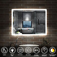 AICA SANITAIRE - AICA Miroir Bluetooth 70x50 cm, tricolore + horloge + mémoire + dimmable + anti-buée, miroir LED étanche IP44 - vignette