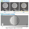 AICA SANITAIRE - AICA Miroir de salle de bain LED rond 80cm avec cadre noir, tricolore + anti-buée + mémoire + gradation infinie - vignette