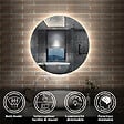 AICA SANITAIRE - AICA Miroir LED rond sans cadre de 60cm, dimmable + mémoire + antibuée, IP44, horizontal/vertical, 6000k blanc froid - vignette