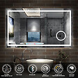 AICA SANITAIRE - AICA Miroir de salle de bain Bluetooth 120x70 cm, LED tricolore + loupe + mémoire + dimmable + anti-buée, IP44 - vignette