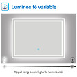 AICA SANITAIRE - AICA Miroir lumineux dimmable, 60x50cm, avec mémoire, salle de bain anti-buée, 6000k blanc froid, IP44 - vignette