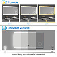 AICA SANITAIRE - AICA Miroir de salle de bain anti-buée avec horloge, blanc froid chaud neutre tactile mural miroir 120x70cm - vignette