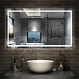 AICA SANITAIRE - AICA Miroir de salle de bain LED Bluetooth 120x70 cm, tricolore + horloge + mémoire + dimmable + anti-buée - vignette