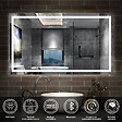 AICA SANITAIRE - AICA Miroir de salle de bain LED Bluetooth 120x70 cm, tricolore + horloge + mémoire + dimmable + anti-buée - vignette