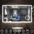 AICA SANITAIRE - AICA Miroir de salle de bain led bluetooth, 120x70cm Anti-buée, 3x Loupe, 3 couleurs de lumière - vignette