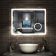 AICA SANITAIRE - AICA Miroir de salle de bain LED 100x60cm tricolor anti-buée avec bluetooth et loupe 3x,mémoire et lumière gradation - vignette