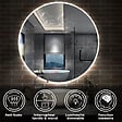 AICA SANITAIRE - AICA Miroir de salle de bain LED rond de 120cm, dimmable + mémoire + antibuée, avec interrupteur tactile, blanc - vignette