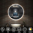 AICA SANITAIRE - AICA Miroir de salle de bain rond 60x60cm avec Horloge, LED, Tricolore, Anti-Buée - vignette