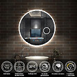AICA SANITAIRE - AICA Miroir rond de salle de bain 70cm LED tricolore horloge + loupe + anti-buée + mémoire - vignette
