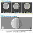 AICA SANITAIRE - AICA Miroir rond de salle de bain 70cm LED tricolore horloge + loupe + anti-buée + mémoire - vignette
