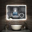 AICA SANITAIRE - AICA Miroir de salle de bain LED 80x60cm tricolor anti-buée avec bluetooth et loupe 3x,mémoire et lumière gradation - vignette