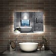 AICA SANITAIRE - AICA Miroir de salle de bain LED, 90x70cm, mémoire + dimmable + anti-buée, IP44, 6000K blanc - vignette