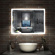 AICA SANITAIRE - AICA Miroir Bluetooth 80x60 cm, tricolore + horloge + mémoire + dimmable + anti-buée, miroir LED étanche IP44 - vignette