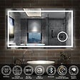 AICA SANITAIRE - AICA Miroir de salle de bain LED 140x80cm tricolore anti-buée + loupe + bluetooth + horloge + mémoire + dimmable - vignette