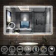AICA SANITAIRE - AICA Miroir de salle de bain LED 160x80cm Tricolor anti-buée avec bluetooth simple, horloge et miroir grossissant 3x - vignette