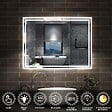 AICA SANITAIRE - AICA Miroir de salle de bain Bluetooth 100x60 cm, tricolore + horloge + mémoire + dimmable + anti-buée, IP44 Miroir LED - vignette