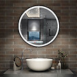 AICA SANITAIRE - AICA Miroir de salle de bain LED rond 70cm avec cadre noir, tricolore + anti-buée + mémoire + gradation infinie - vignette