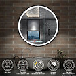 AICA SANITAIRE - AICA Miroir de salle de bain LED rond 70cm avec cadre noir, tricolore + anti-buée + mémoire + gradation infinie - vignette