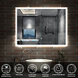 AICA SANITAIRE - AICA Miroir lumineux à LED, 70x50cm, dimmable, avec mémoire et anti-buée, IP44, horizontal/vertical, blanc froid - vignette