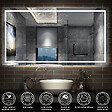 AICA SANITAIRE - AICA Miroir de salle de bain LED dimmable, avec mémoire et anti-buée, 140x70cm, IP44 - vignette