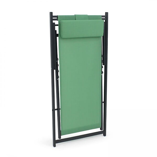 OVIALA - Lot de 2 transats en aluminium vert - Santiago - large