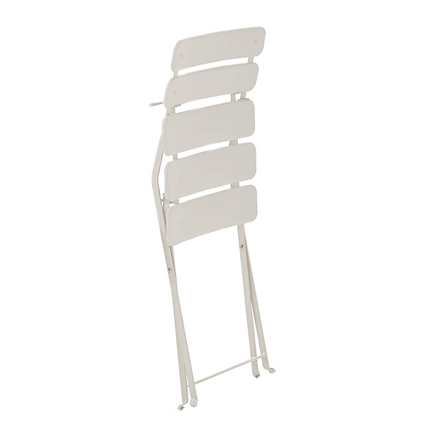 OVIALA - Lot de deux chaises pliantes en acier beige clair - Annecy - large