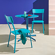 OVIALA - Chaise de jardin en métal bistrot bleu - Cabourg - vignette