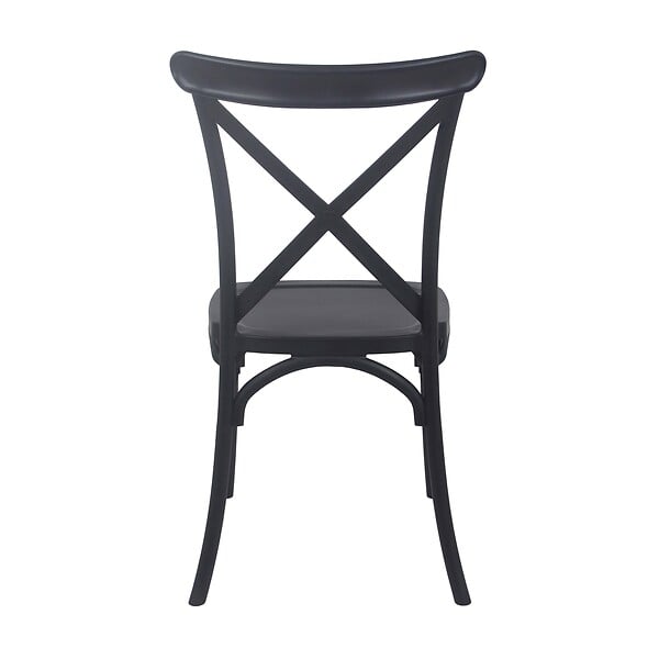 OVIALA - Chaise de terrasse empilable en plastique noire - Dublin - large