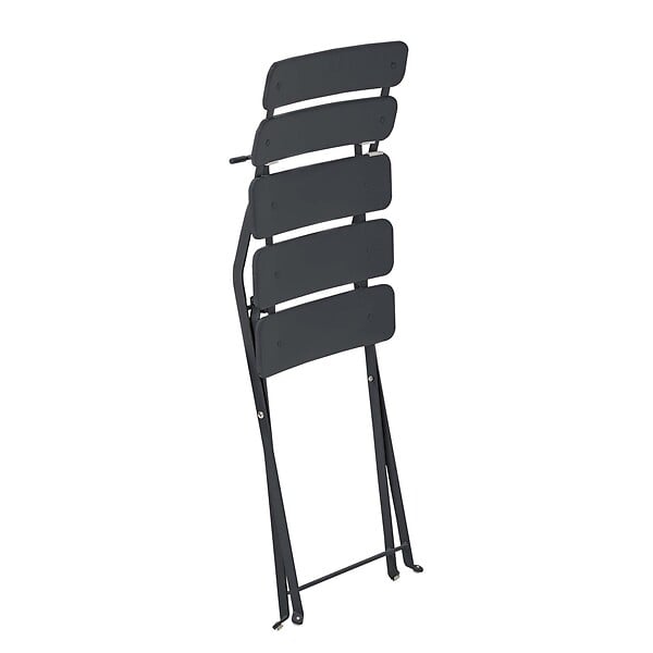 OVIALA - Lot de deux chaises pliantes en acier gris anthracite - Annecy - large