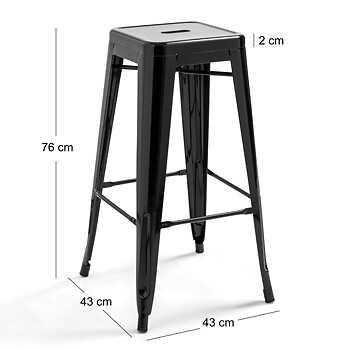 OVIALA - Lot de 4 tabourets de bar en acier rouge brillant - Indus - large