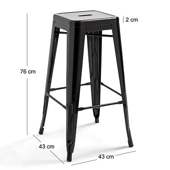 OVIALA - Tabouret de bar en métal brillant rouge - Indus - large