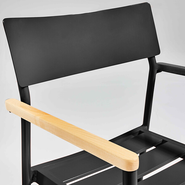 OVIALA - Fauteuil de jardin en aluminium et bois noir  - Leeds - large
