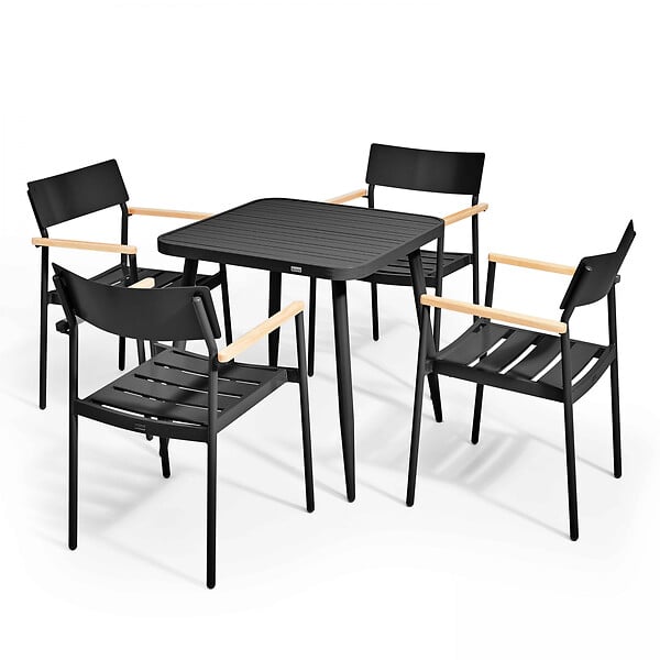 OVIALA - Table de jardin carrée en aluminium noir - Bristol - large