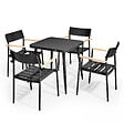 OVIALA - Table de jardin carrée en aluminium noir - Bristol - vignette