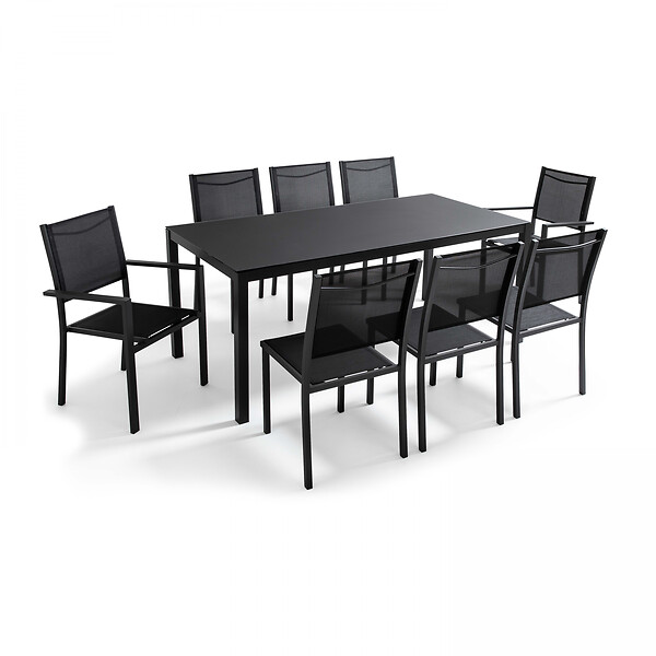 OVIALA - Table de jardin en aluminium 8 places 180 cm gris anthracite - Ajaccio - large
