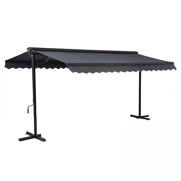 OVIALA - Store double pente 3 x 4m et 4 dalles lestées anthracite - Delgada - large