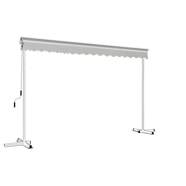 OVIALA - Store mobile électrique double pente 3 x 4m aluminium taupe - Delgada - large