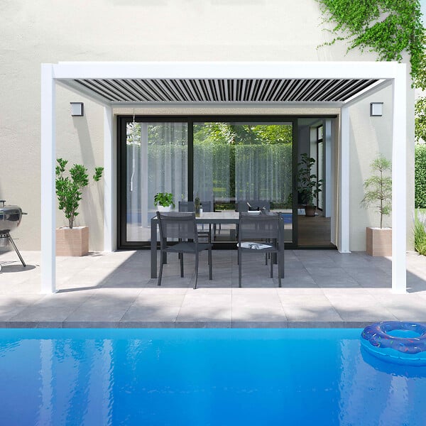 OVIALA - Pergola bioclimatique autoportée blanche 3x4m  - Athenes - large