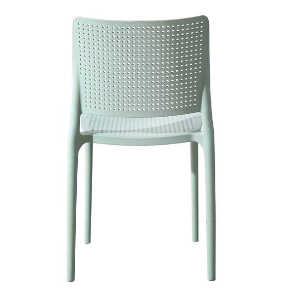 OVIALA - Lot de 4 chaises de terrasse vert sauge en plastique - Riga - large