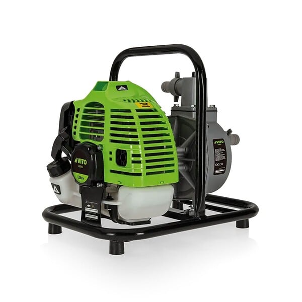 VITO - Pompe à eau thermique 43 cm3 Raccords 50mm Débit 6500 L/h Eaux usées Kit de10m Tuyaux inclus  VITO - large