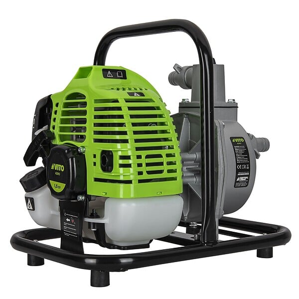 VITO - Pompe à eau thermique 43 cm3 Raccords 50mm Débit 6500 L/h Eaux usées Kit de10m Tuyaux inclus  VITO - large