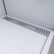 AURLANE - Receveur en acrylique Blanc Effet Pierre 80x120x4 cm - Grille Linéaire Chrome - MOON - vignette