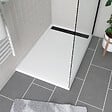 AURLANE - Receveur en acrylique Blanc 80x120x4 cm - Grille Linéaire Noire - WHITENESS II - vignette