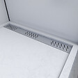 AURLANE - Receveur en acrylique Blanc Effet Pierre 80x100x4 cm - Grille Linéaire Chrome - MOON - vignette