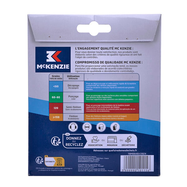 MC KENZIE - x5 disques perforés agrippant - Grain 40 - Diam.115mm - large