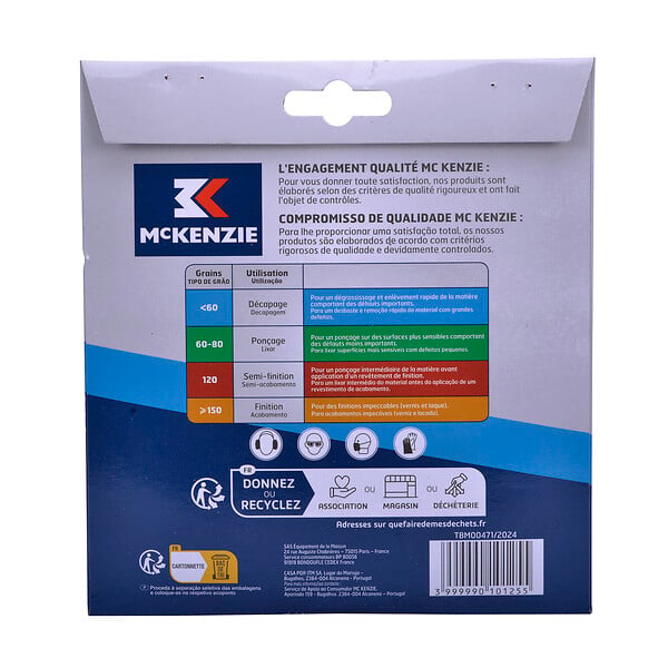 MC KENZIE - Disque abrasif agrippant - Grain 40 - x5 - Diam.150mm - large